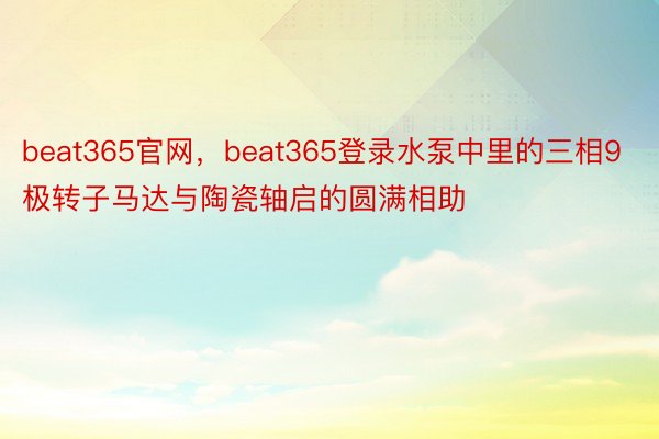 beat365官网，beat365登录水泵中里的三相9极转子马达与陶瓷轴启的圆满相助